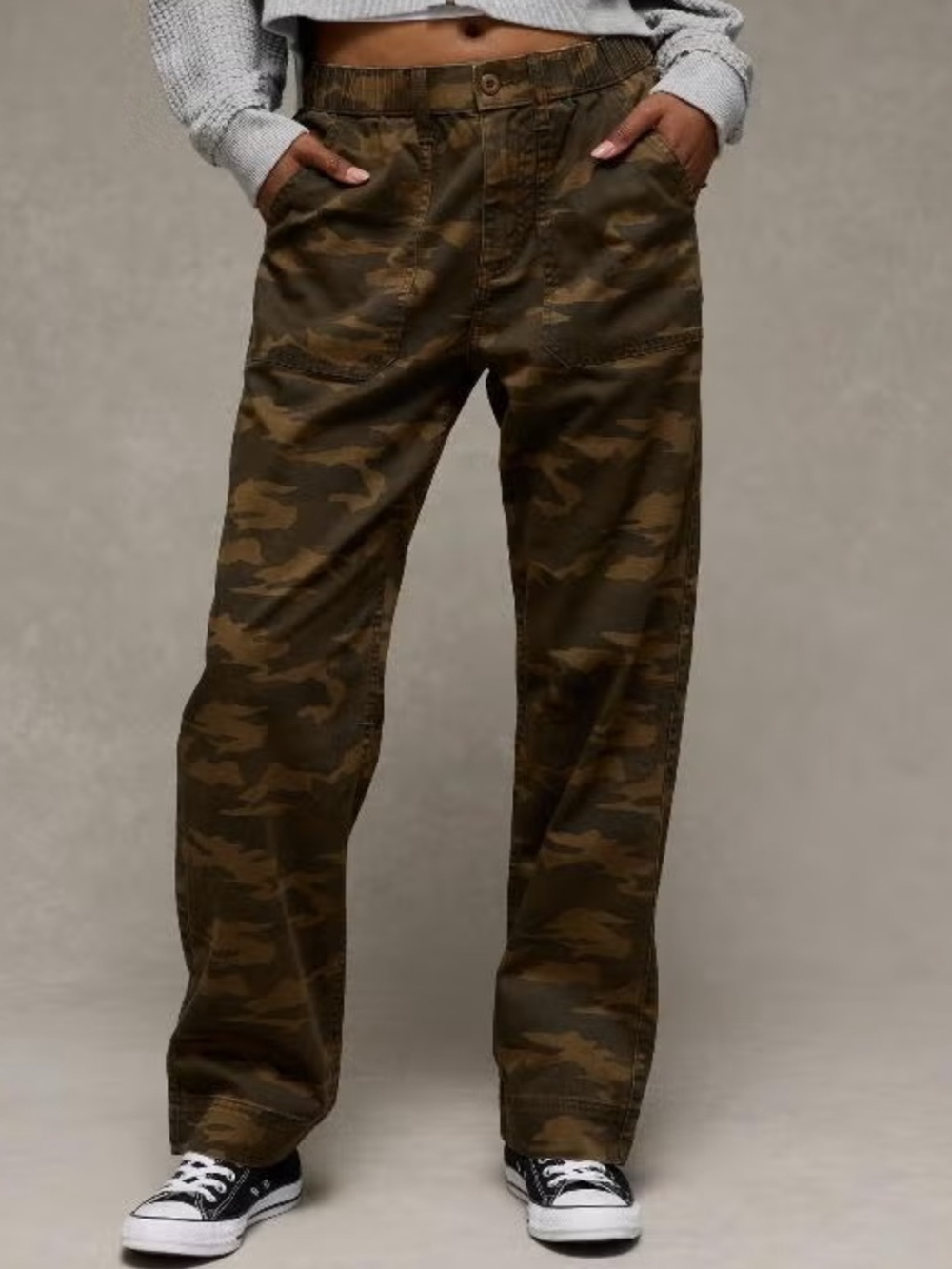 American Eagle Large Pants AE Ex-Boyfriend Stretch Low-Rise Camo Pockets NWT